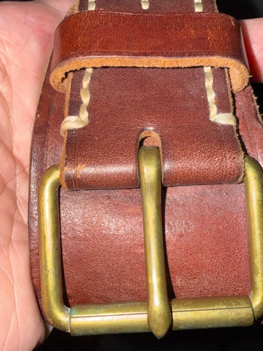 Polo Ralph Lauren Brass Buckle Italian Saddle Leather Belt 63 inches long Sz 56